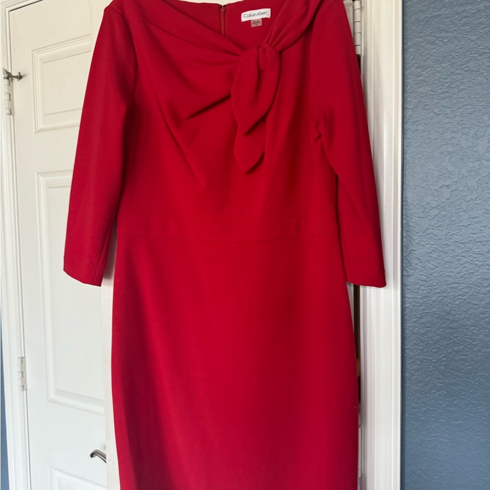 Calvin Klein Red 3/4 Sleeve Dress